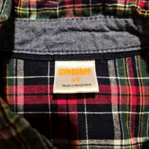 Gymboree boys size 4T button down shirt, blue, red, green & white plaid, vguc - Picture 2 of 6